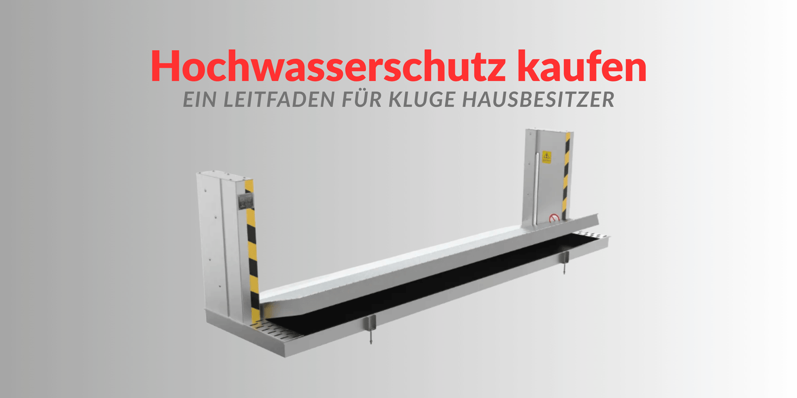 Ein titelbild für einen blog, der eine Klappschott hochwasserbarriere zeigt